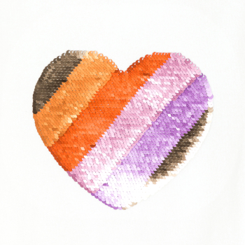 تيشيرت أبيض بأكمام قصيرة بترتر سحري للفتيات عليه رسومات قلوب